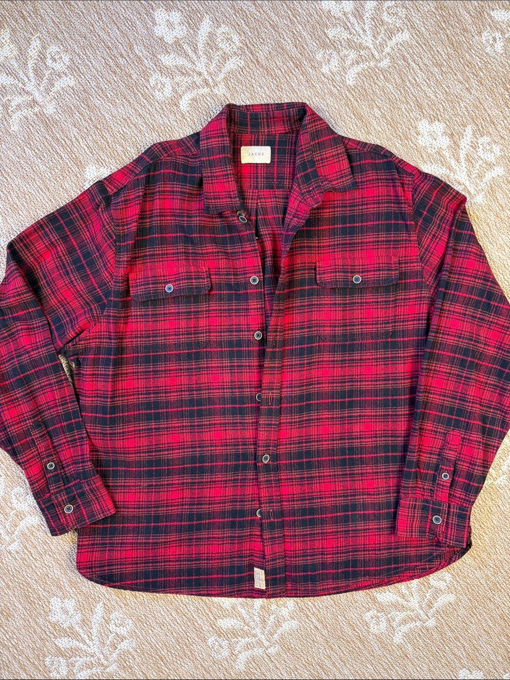 Vintage Jachs Red and Black Plaid Button-Down Shirt